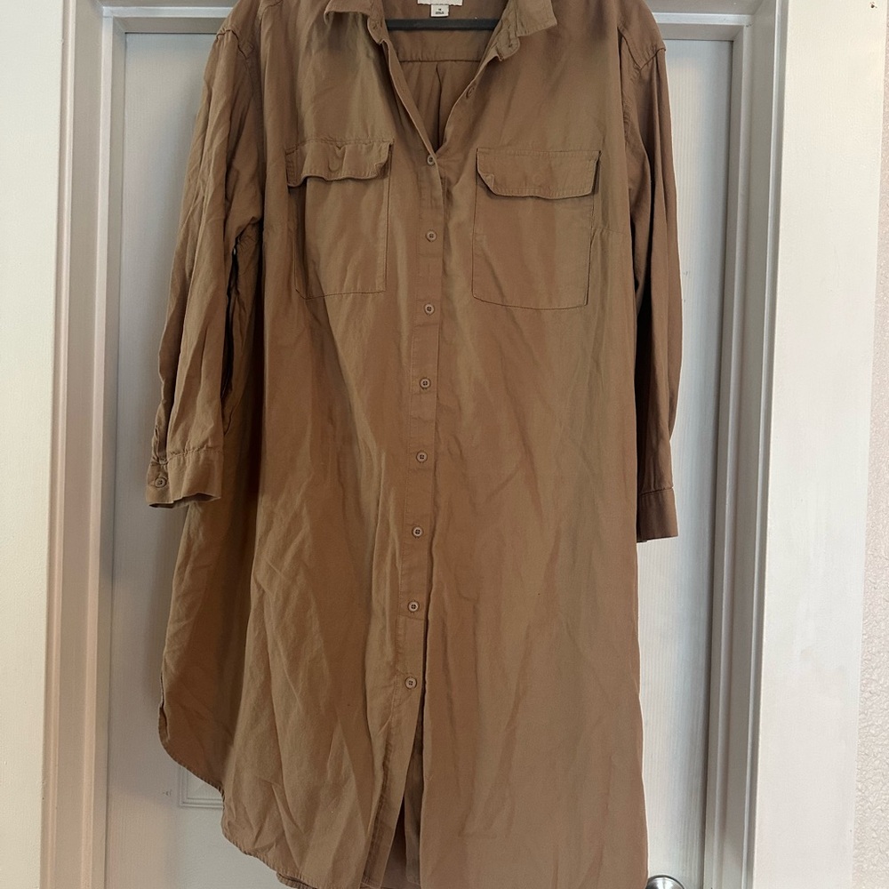 Brown Button-Up Shirt Dress